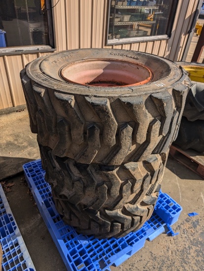 (3) 15-19.5 FORKLIFT TIRES ON RIMS