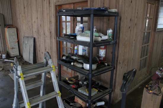SHELF W/TOOLS, ACETYLENE HOSES & MISC