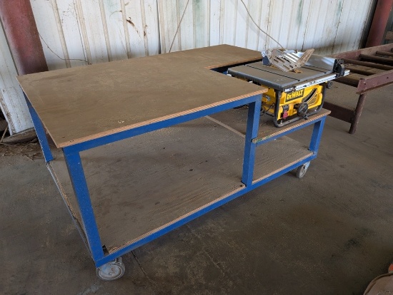 DEWALT TABLE SAW ON 4X6 ROLLING TABLE