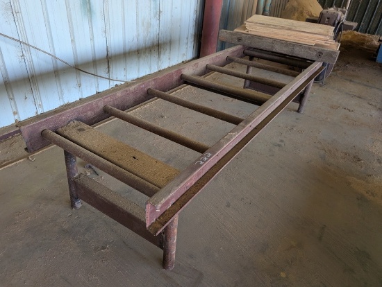 METAL ROLLER TABLE, 8FT LONG