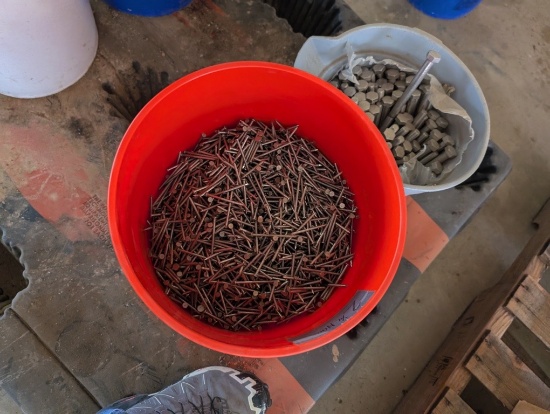 BUCKET OF BOLTS & BUCKET OF NAILS