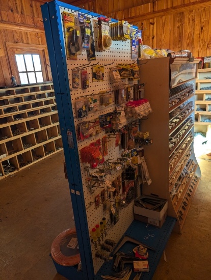 PEG BOARD WALL SHELF W/NEW FITTINGS, TOOLS