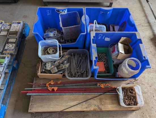 PALLET W/BOLTS, ALL TREAD, & NAILS, ETC