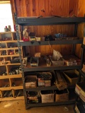 5 TIER METAL SHELF W/BOXES OF NAILS, SCREWS & MISC