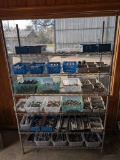 METAL 6 TIER RACK W/TRAYS OF BOLTS & MORE