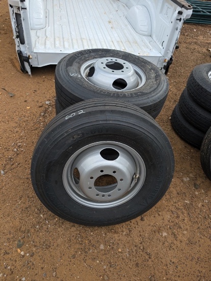 (4) NEW ST 235/80 R16 TIRES ON DUAL RIMS 14PLY