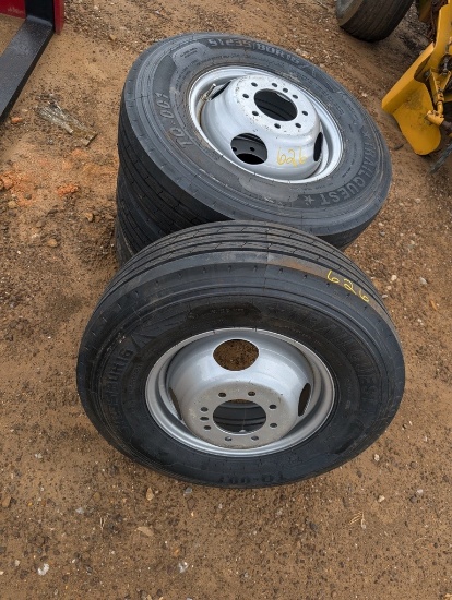 (4) NEW ST 235/80 R16 ON DUAL RIMS 14 PLY