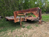 24 FT GOOSENECK FLAT BED TRAILER W/ DOVE AND RAMPS