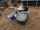 PALLET W/ LIGHTS, COOKWARE, AND MISC