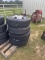 4 NEW ST235/80R16 TIRES ON DUAL RIMS, 14PLY