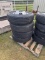 4 NEW ST235/80R16 TIRES ON DUAL RIMS, 14PLY