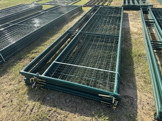 (5) NEW PRIEFERT 16FT GATES W/GOAT WIRE, GREEN