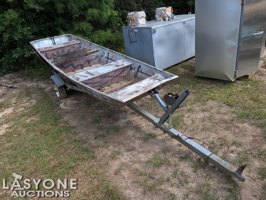 Camo Aluminum Boat On Trailer