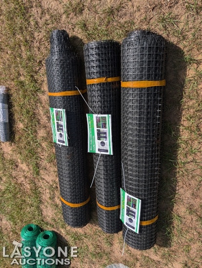 3 NEW BLACK SAFETY FENCING ROLLS, 4.9' X 164'