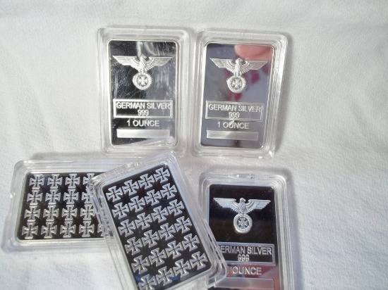 5 1 Ounce 999 German Silver Nazi German Bars In Protective Cases Swastika Eagle
