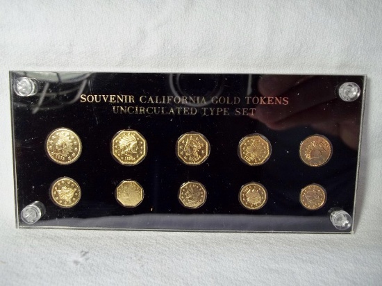 1 Set Of Souvenir California Gold Tokens Uncirculated Type Set 10 Tokens In Case