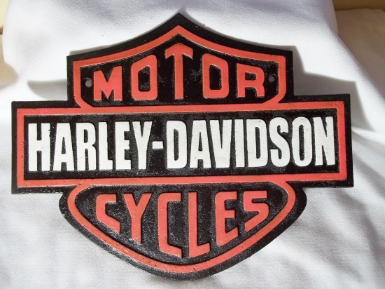 Cast Iron Harley Davidson Motor Cycles Sign Store Dealer Advertising Plaque Motorcycle Hog Cycle