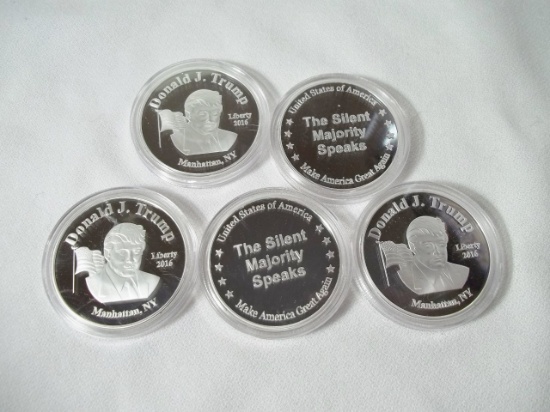 5 President Donald J Trump Silver Plated 2016 Liberty The Silent Majority Speaks Coins USA