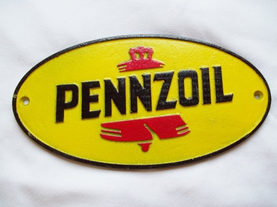 Cast Iron Pennzoil Liberty Bell Sign or Plaque