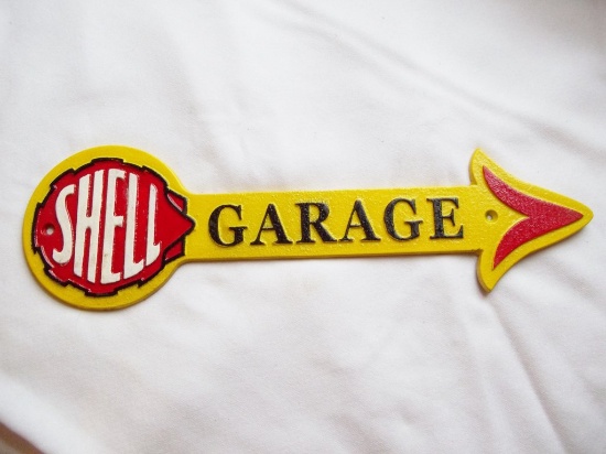 Cast Iron Shell Garage Arrow Shop Service Station Sign