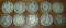 Lot of 10 Barber Dimes 1898, 1916-D, 1915, 1916, 1915-D, 1894-O, 1907