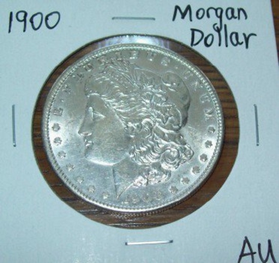 1900 Morgan Silver Dollar Coin AU Almost Uncirculated