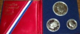 1976 U.S. Bicentennial Silver Proof Set 3 Coin Set Eisenhower Dollar Kennedy Half