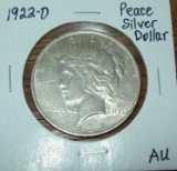 1922-D Peace Silver Dollar Coin AU Nice Denver Mint