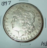 1897 AU Morgan Silver Dollar Almost Uncirculated Coin