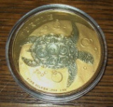 2016 Niue Taku Turtle 1 Troy Oz. .999 Fine Silver $2 Coin Gold Gilded