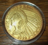 Indian Head Eagle 1 troy oz. .999 Fine Silver Round 24K Gold Gilded