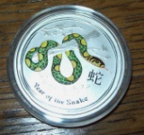 2013 Australia Lunar Snake Green Colorized  1/2 oz. .999 Fine Silver Half Dollar Foreign Coin