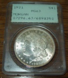1921 Morgan Silver Dollar PCGS MS63 Uncirculated Silver Coin