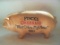 Cast Iron Heavy Finck's Overalls Wear Like A Pigs Nose 1885 Bank Hog Pig Advertising Bank