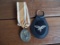 World War II German West Wall Nazi Eagle Brass Medal & German Cloth Key Fob Chain