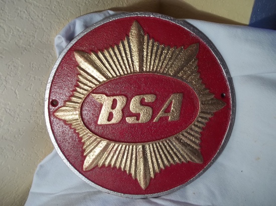 Heavy Cast Iron Gold Star BSA Motorcycle Sign Plaque Dealer Sign