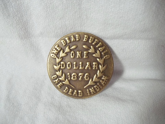 Brass Coin One Dead Buffalo One Dead Indian One Dollar 1876 Token