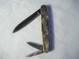 Brass German Swastika 3 Blade Folding Knife Solid Well Built Pocket Knife