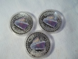 3 Silver Plated 1 Ounce 999 Silver 2012 Tuvalu Titanic Ship Anniversary Coins 1912-2012