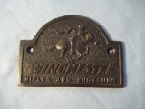 Solid Heavy Brass Winchester Rifles And Shotguns Sign Plaque