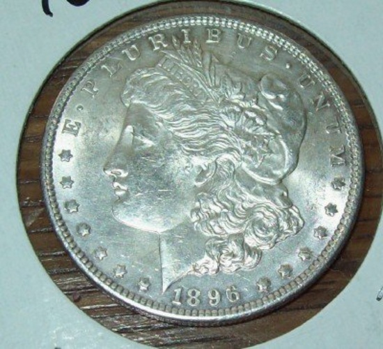 1896 Morgan Silver Dollar Coin AU Almost Uncirculated