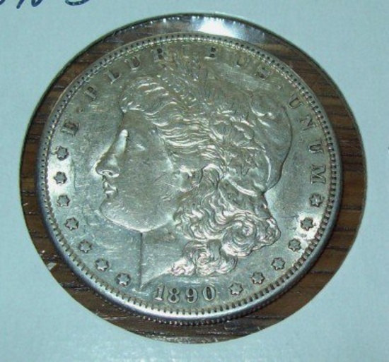 1890-S Morgan Silver Dollar Coin AU/BU Nice