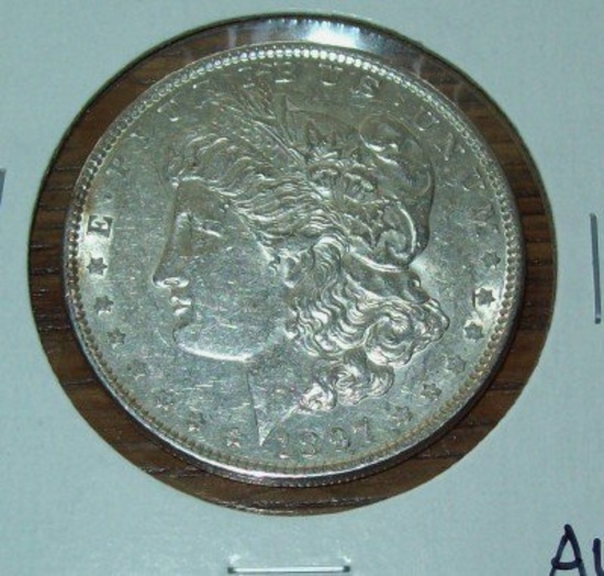 1897 Morgan Silver Dollar Coin AU Almost Uncirculated