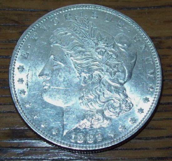 1882 Morgan Silver Dollar Coin AU Almost  Uncirculated