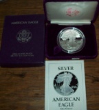 1989 Proof American Silver Eagle 1 troy oz. .999 Fine Silver Dollar in Box with COA