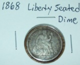1868 Liberty Seated Dime Fine Coin