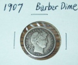 1907 Barber Dime VF Coin