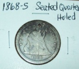 1868-S Liberty Seated Quarter Holed coin