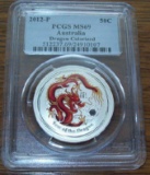 2012 PCGS MS69 Australia Red Dragon 1/2 Troy Oz. .999 Fine Silver Half Dollar Coin Lunar Series