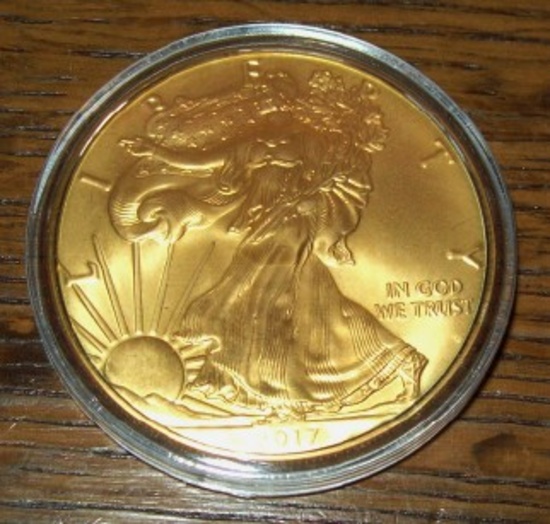 2017 American Silver Eagle 1 troy oz. .999 Fine Silver Dollar 24K Gold Gilded